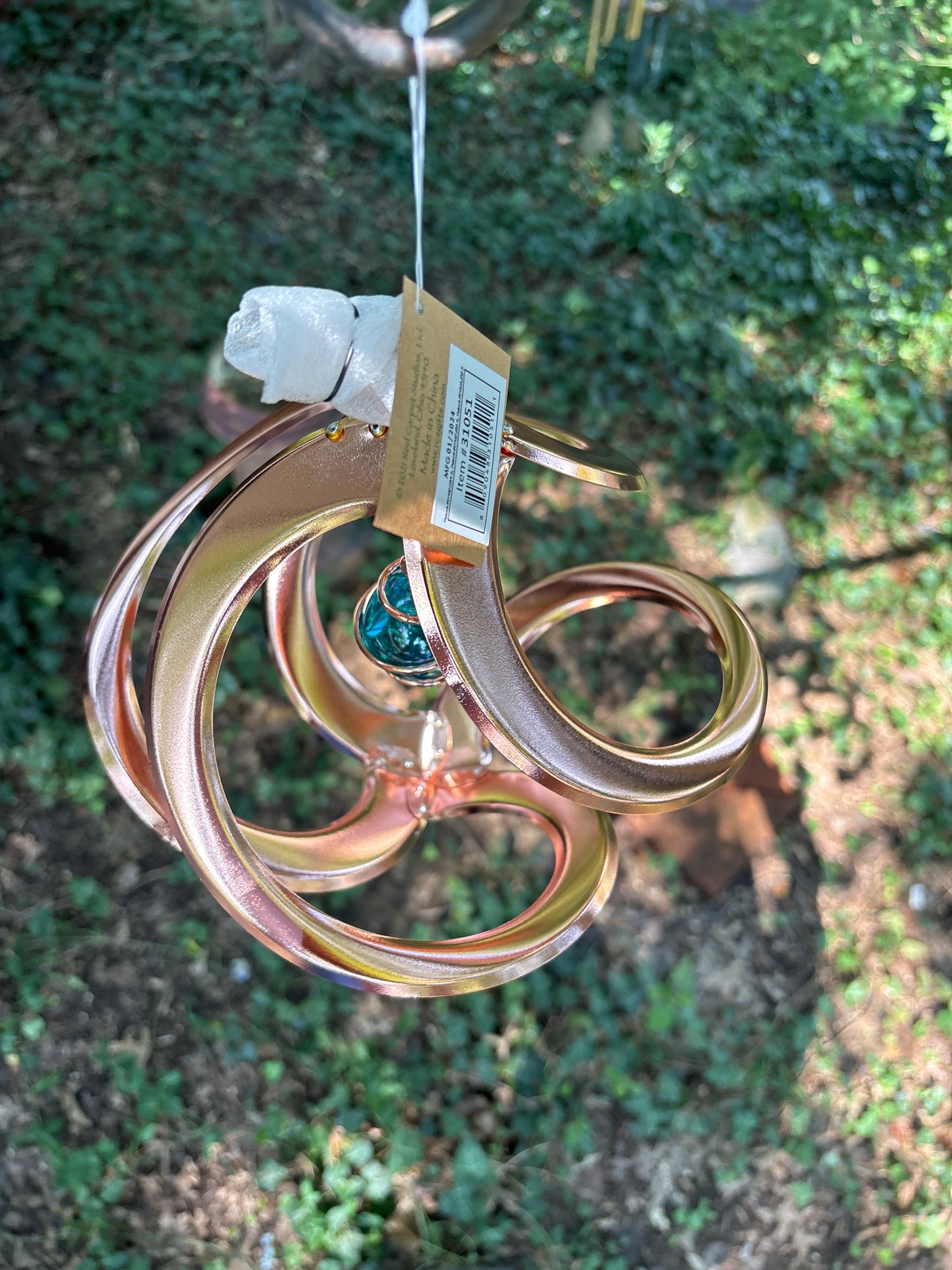 Cosmix Copper Wind Spinner with Glass Planet - 11 inch