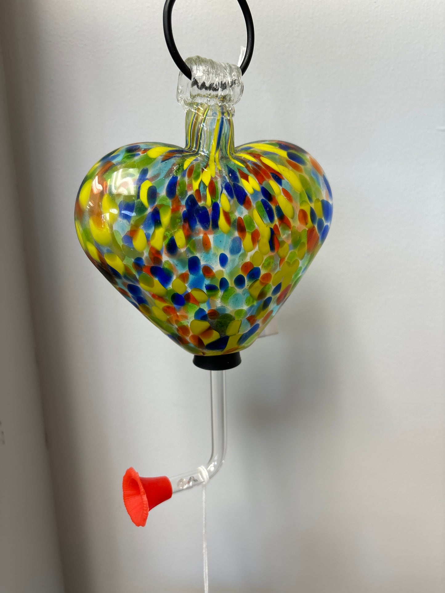 Hummingbird Glass Feeder Heart Multi Color