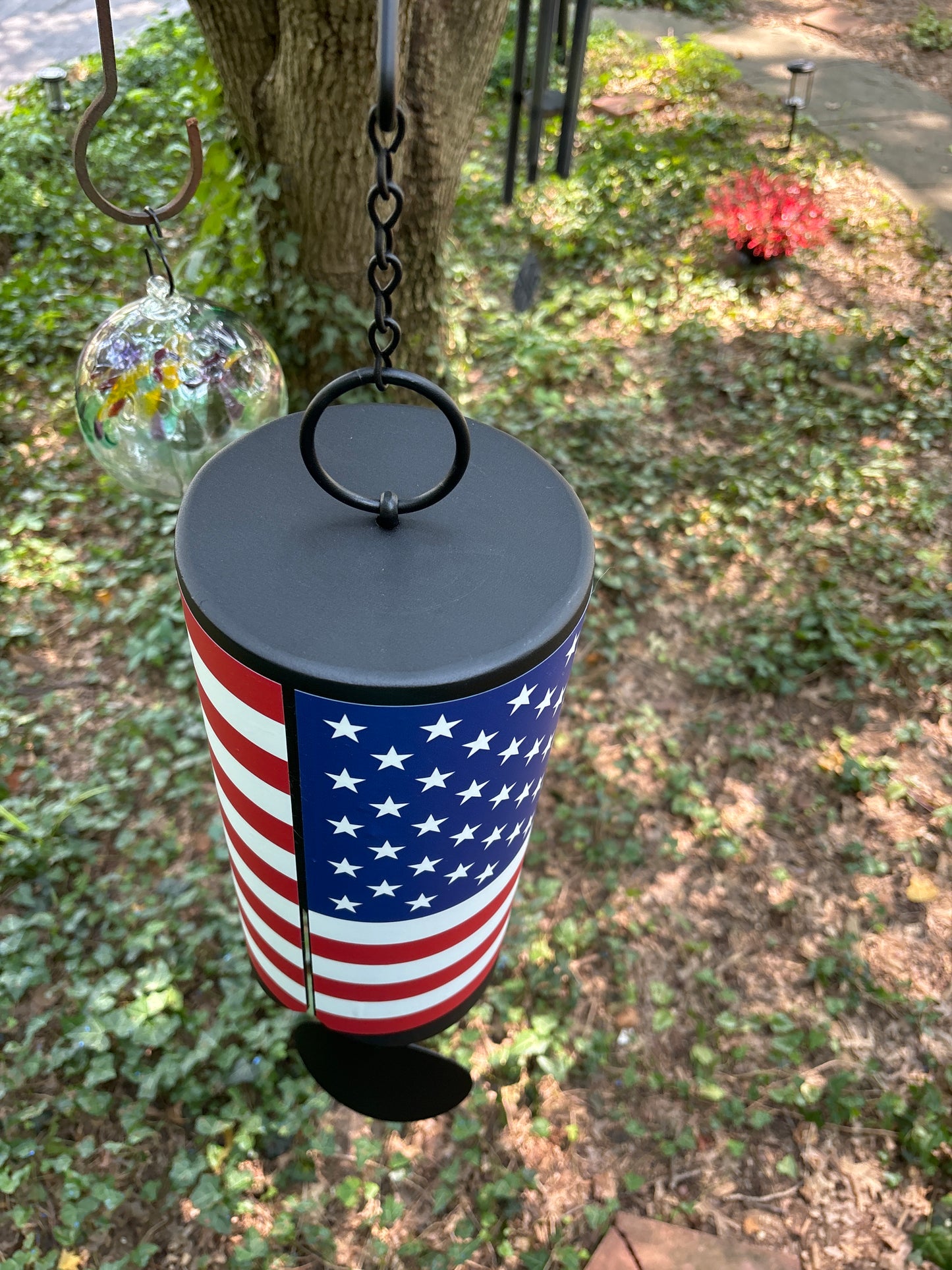 Giant American Flag Cowbell Toned Wind Chime - 6 1/2 x 36 inch