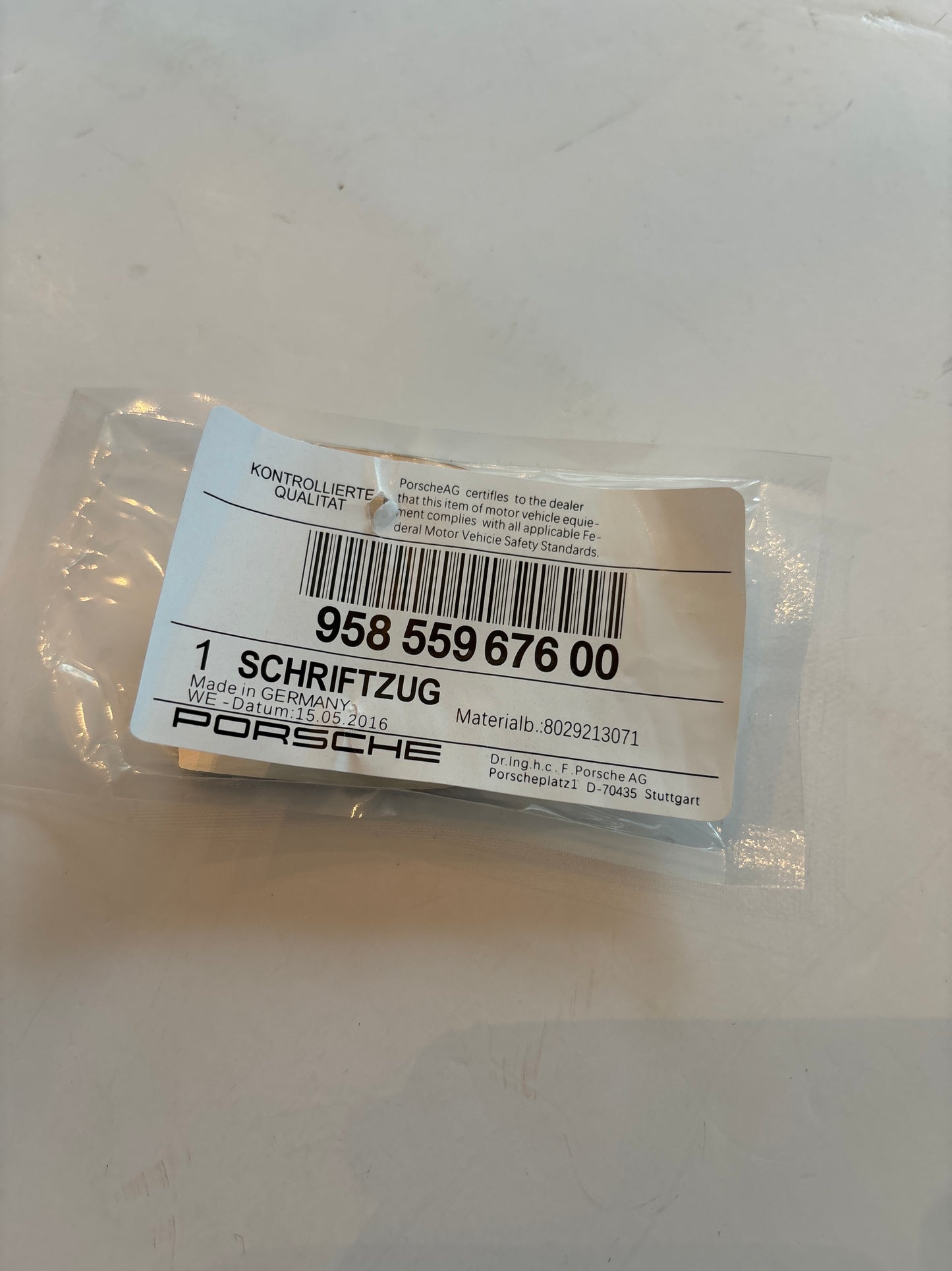 Porsche White and Red Crest Hood Badge