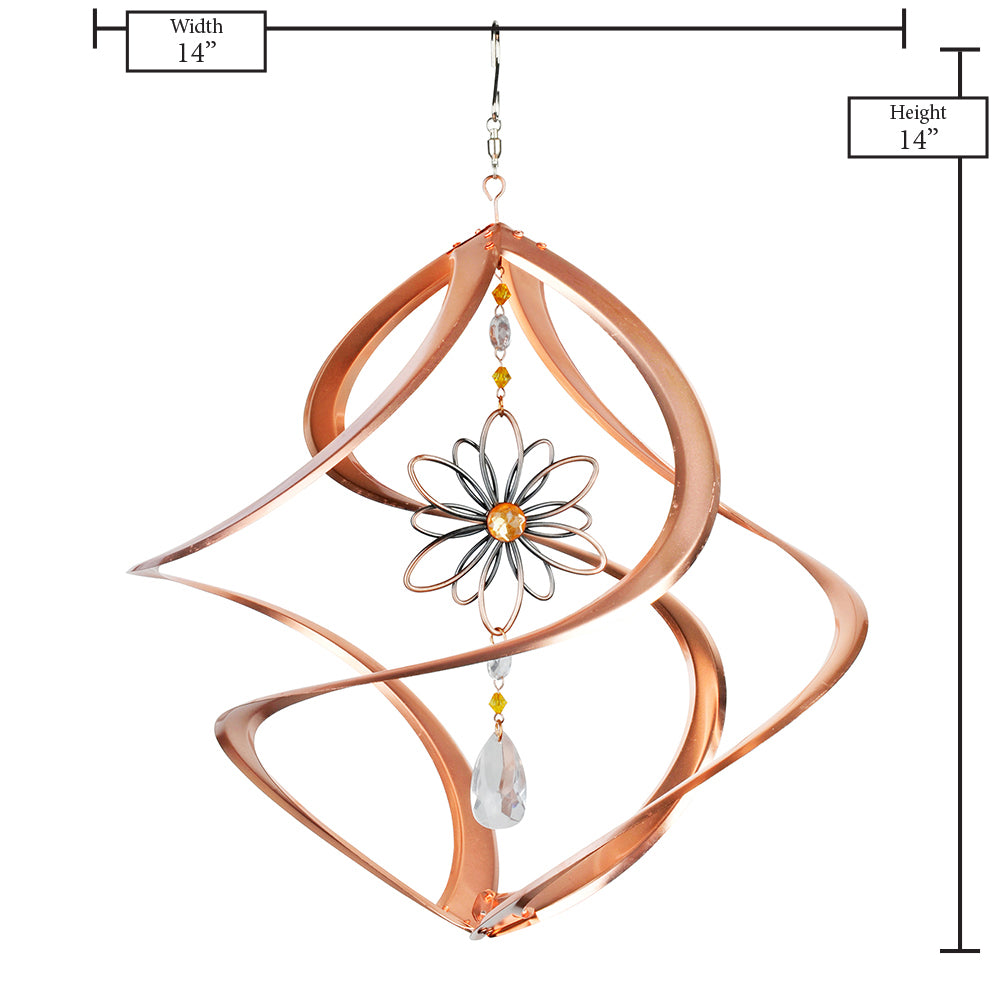 Cosmix Wire Flower & Crystal Wind Spinner - 14 inch