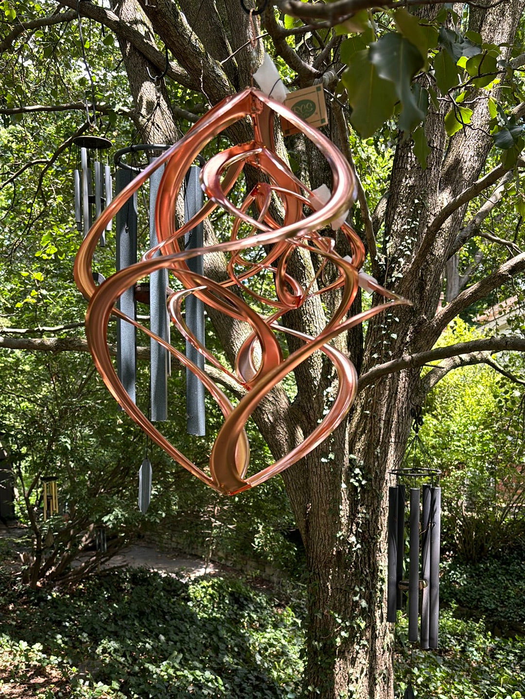 Beautiful Cosmic Garden Triple Spiral Copper Whirlybird Classic Wind Spinner