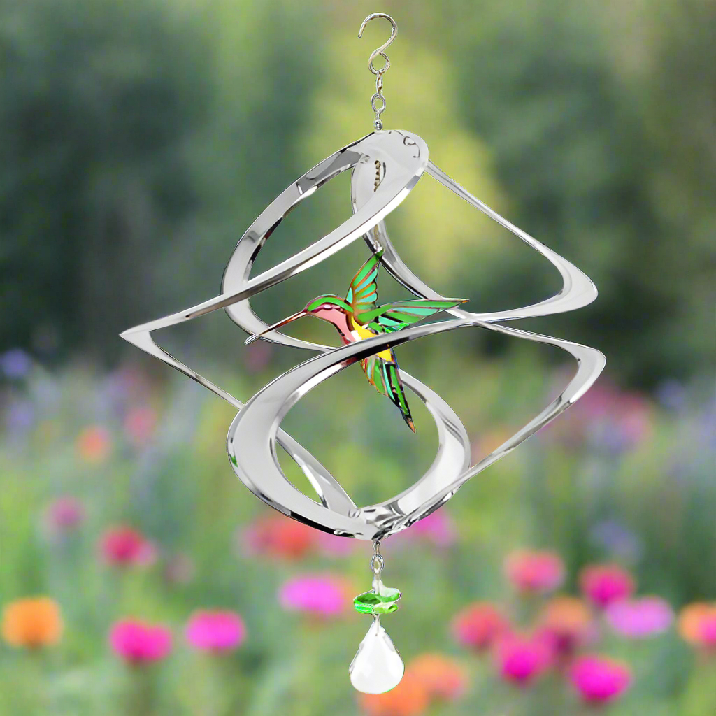 Cosmix Silver Hummingbird Wind Spinner