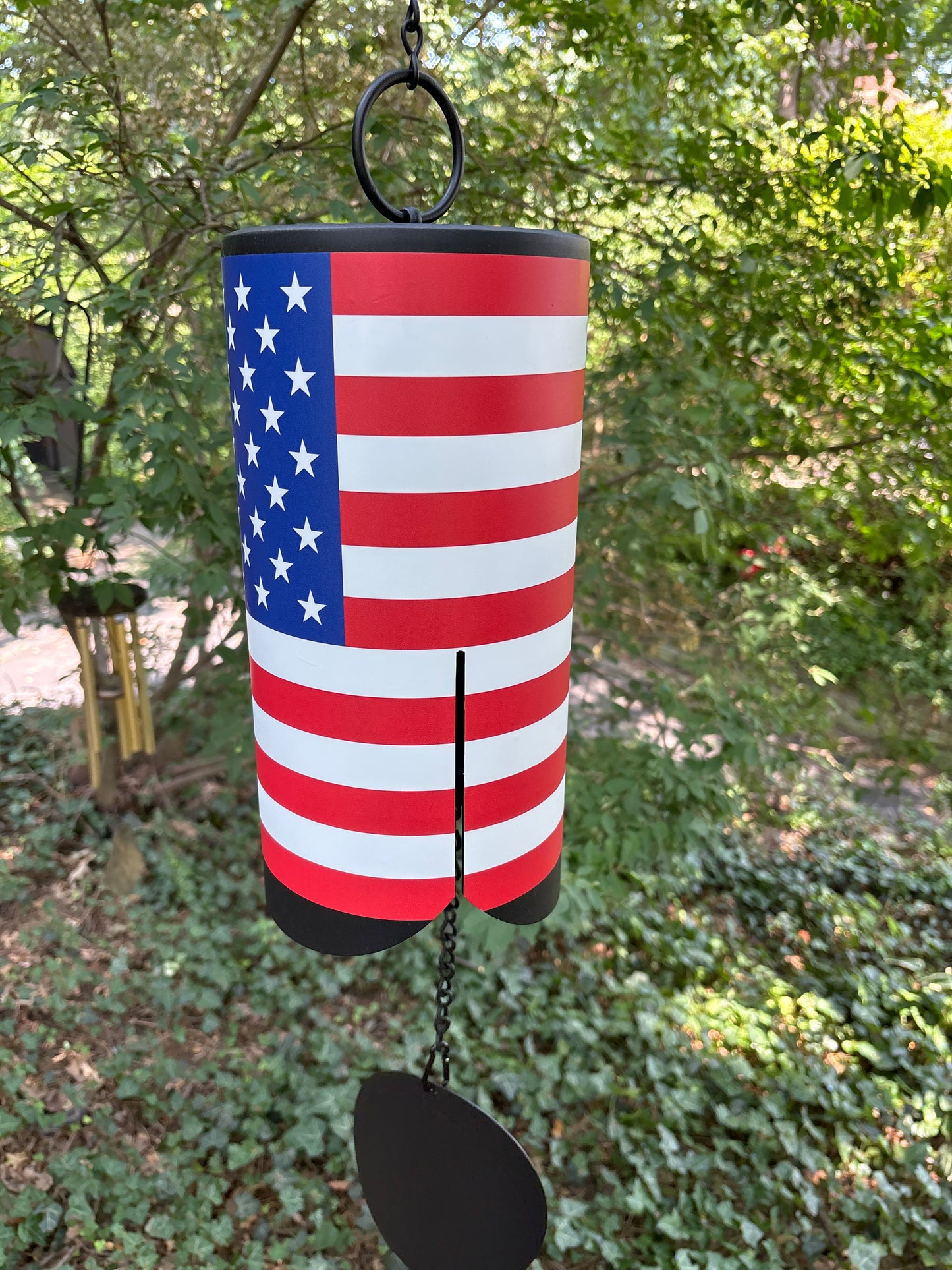 Giant American Flag Cowbell Toned Wind Chime - 6 1/2 x 36 inch