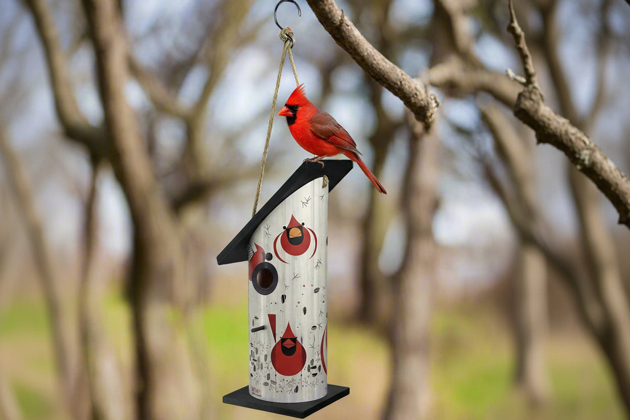 Birdhouse Charley Harper Cardinals Wood LG