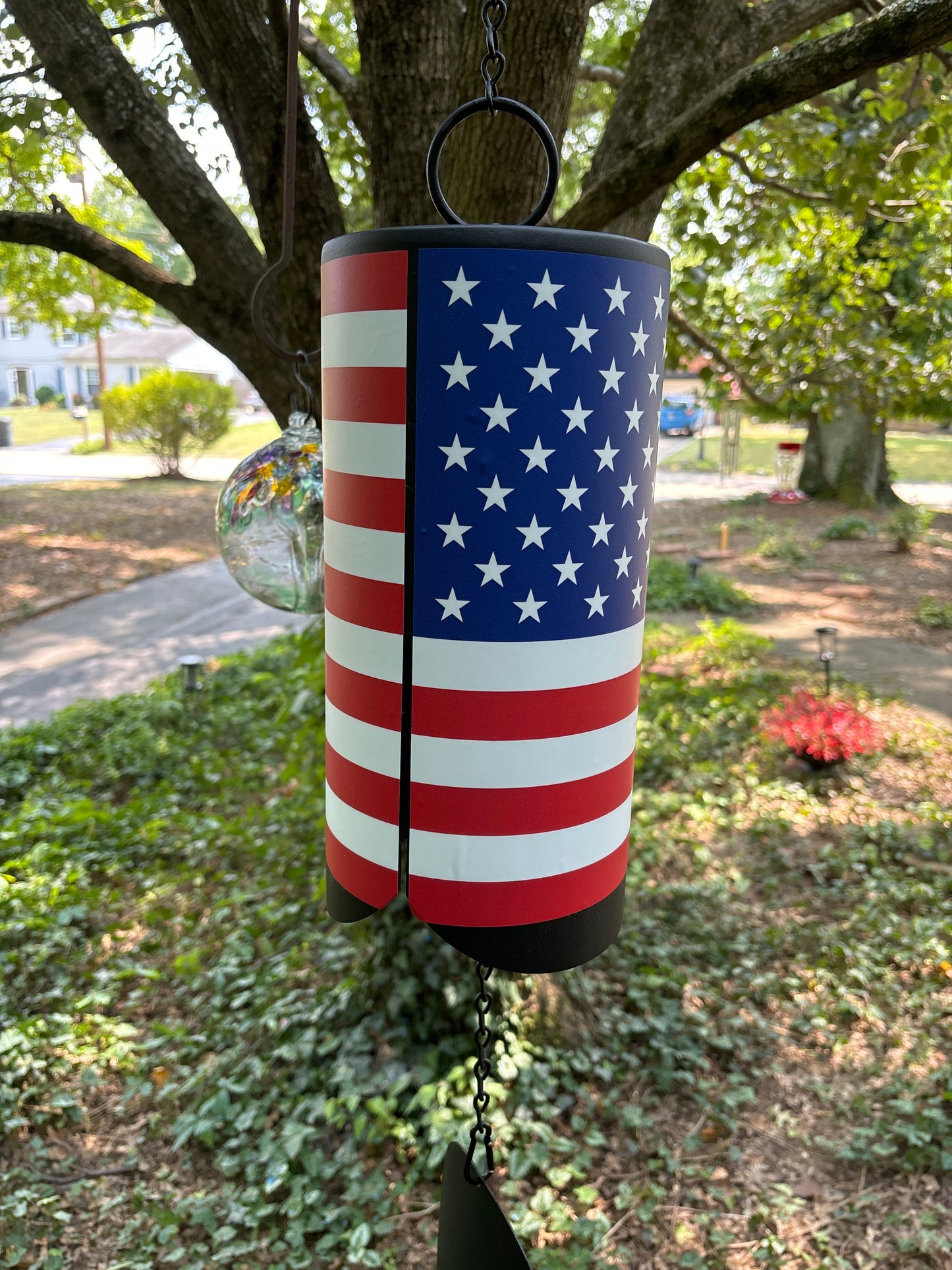 Giant American Flag Cowbell Toned Wind Chime - 6 1/2 x 36 inch