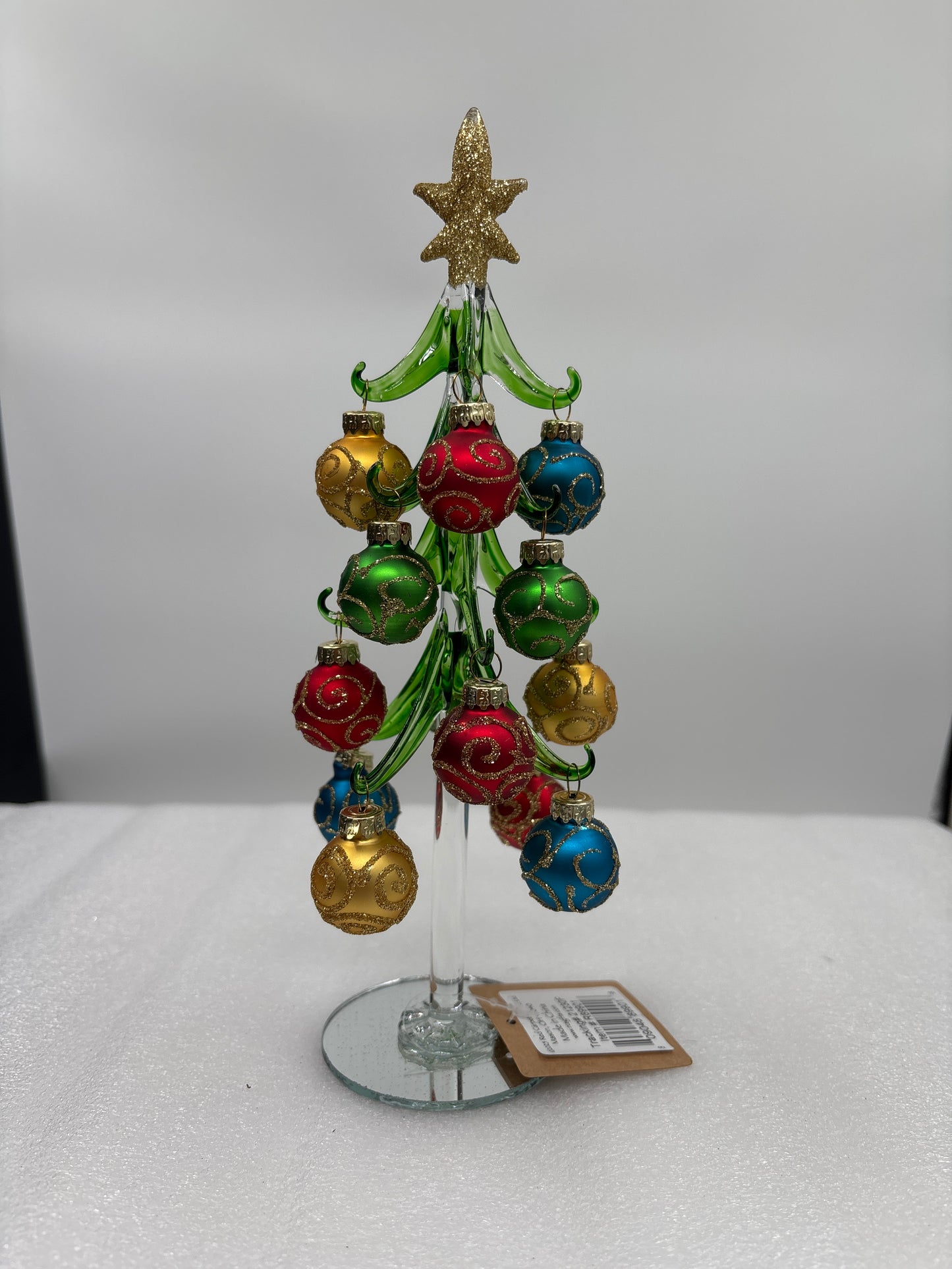 Holiday Tree 16 Gold accented ornaments glass Christmas tree 10 inches