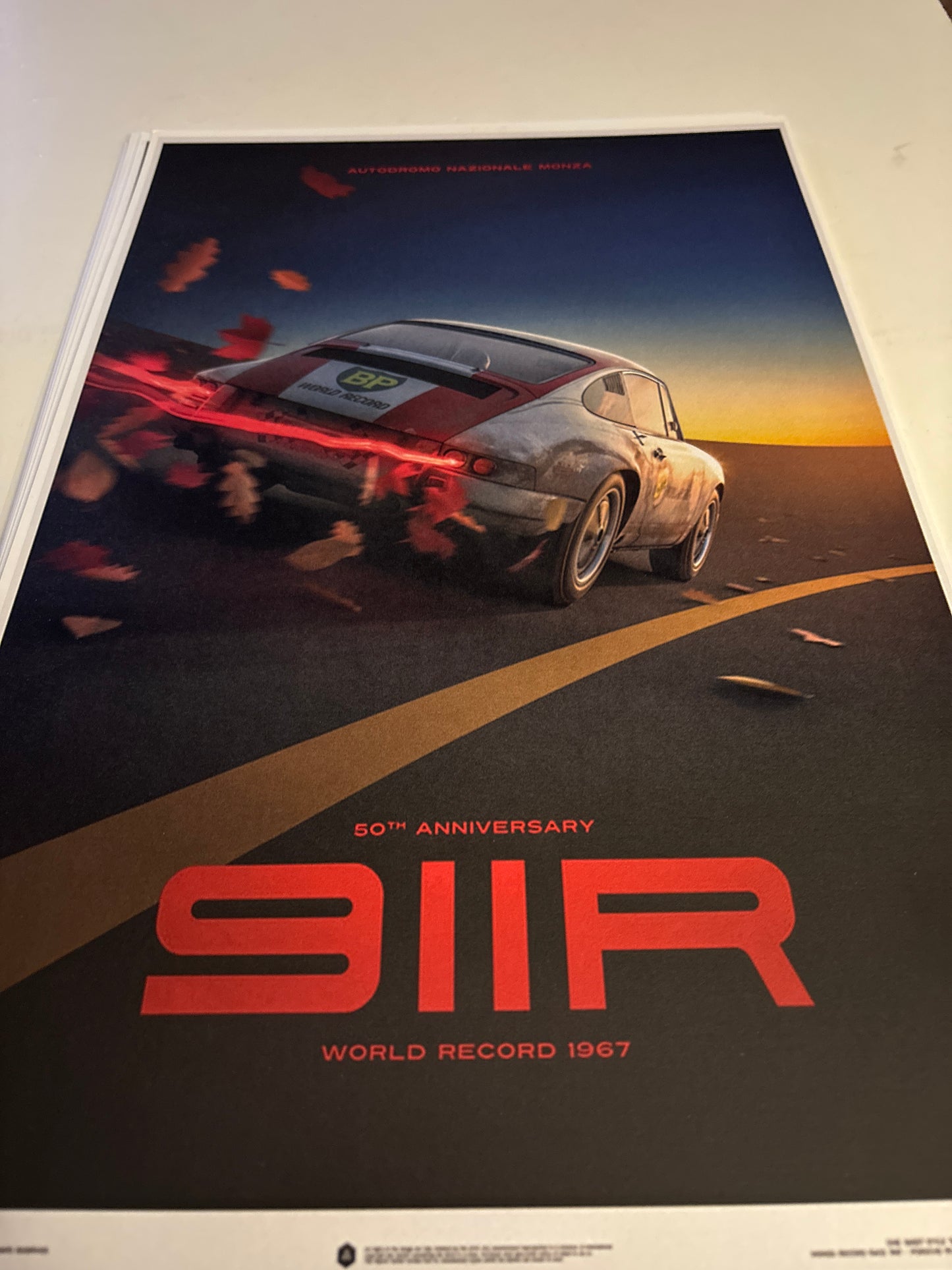 Porsche 911R World Record Poster 1967