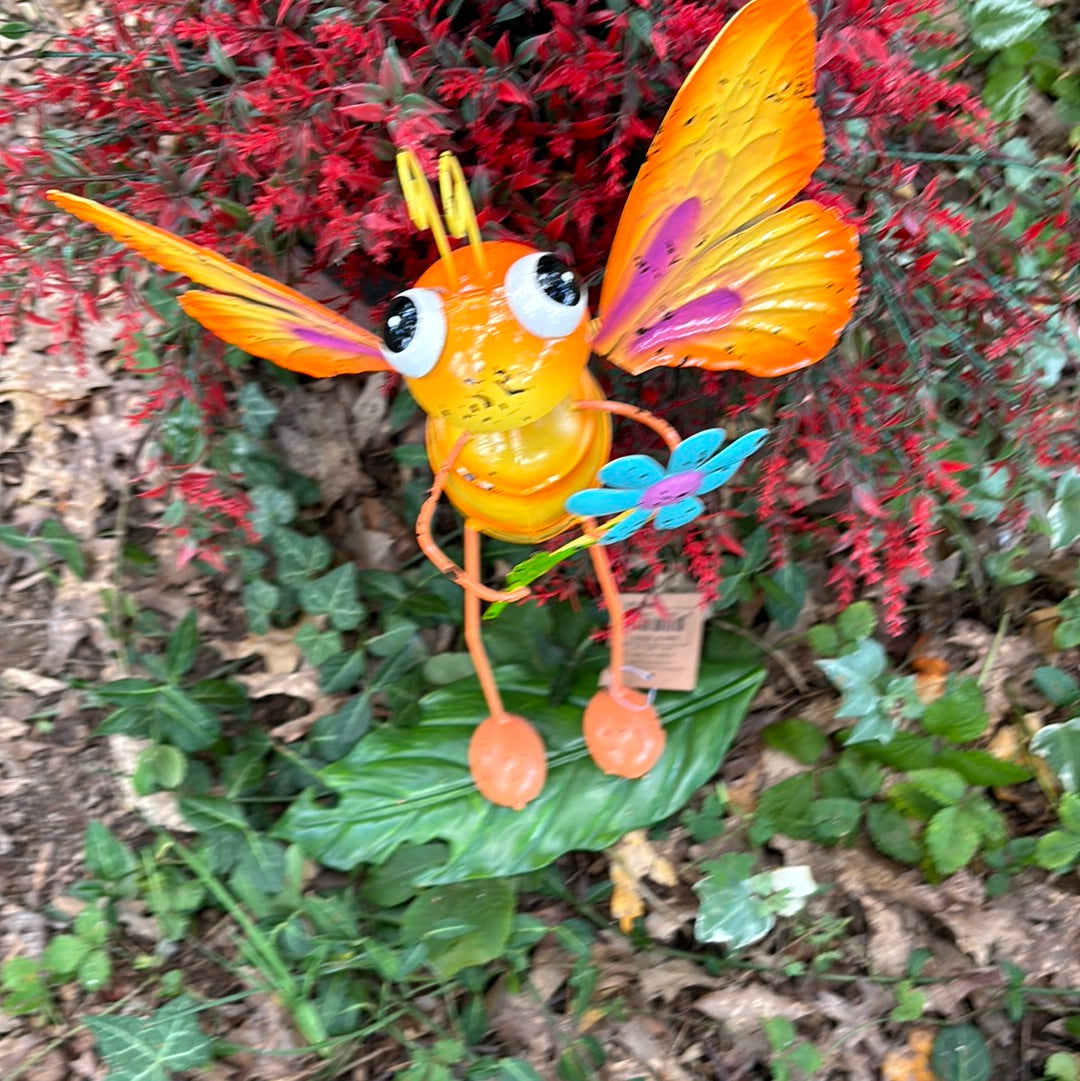 Yellowish Orange Butterfly on a leaf Stake Flower Bed ornament 45 inches tall