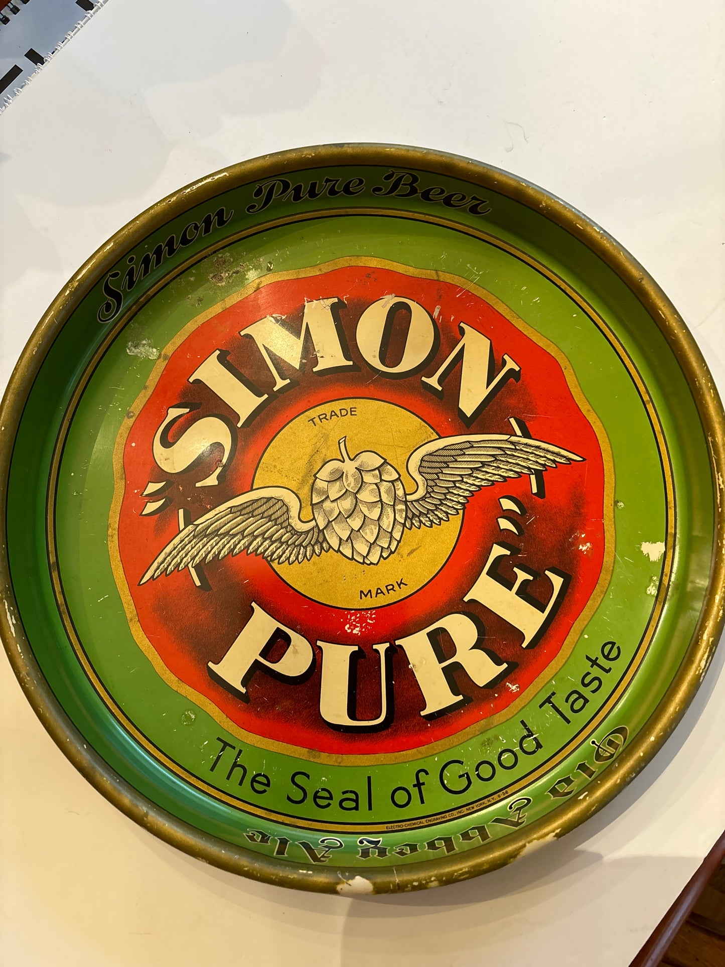 RARE VTG/Antique 1930s Simon Pure Beer Old Abbey Ale Tray