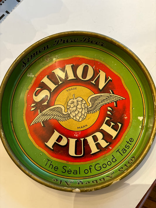 RARE VTG/Antique 1930s Simon Pure Beer Old Abbey Ale Tray