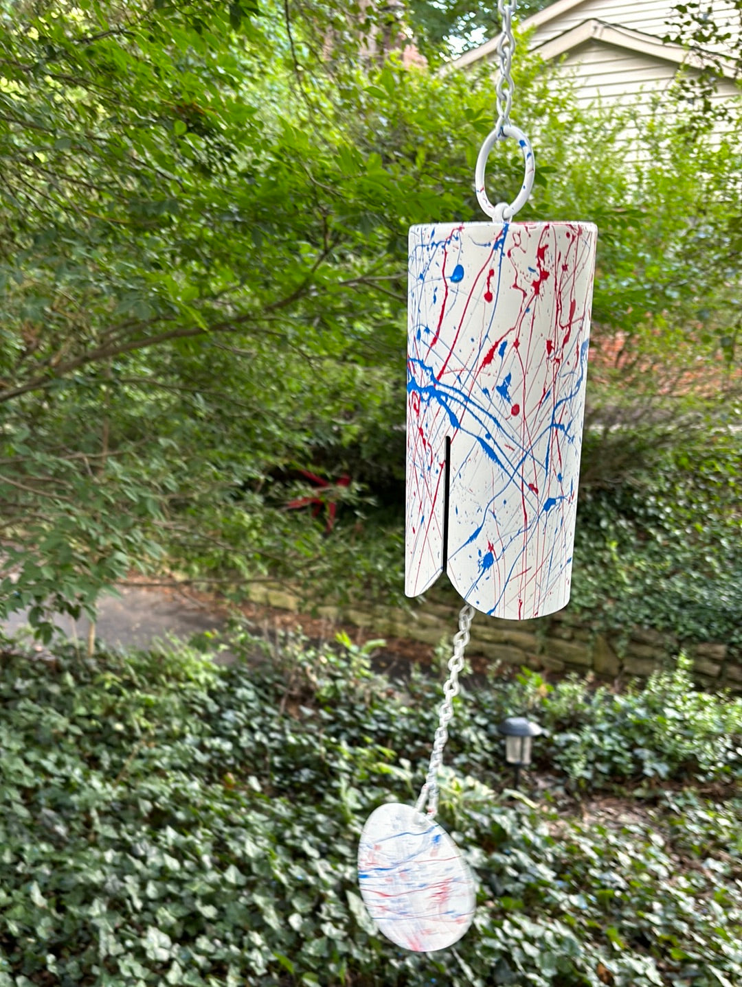 All American Red White Boom Cow Bell Deep Tone Wind Chime
