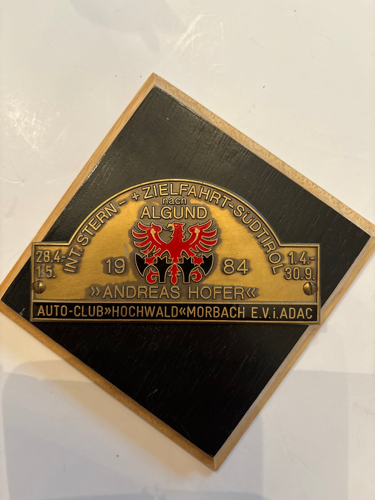 Rare Vintage German grill badge, 1984 auto club Nach Algund