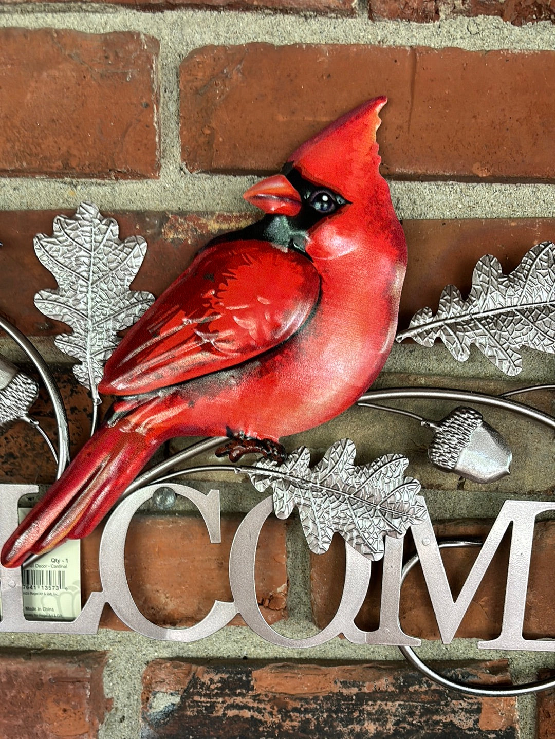 Metal WELCOME Entrance Sign Cardinal, Chickadee Outdoor Wall Decor