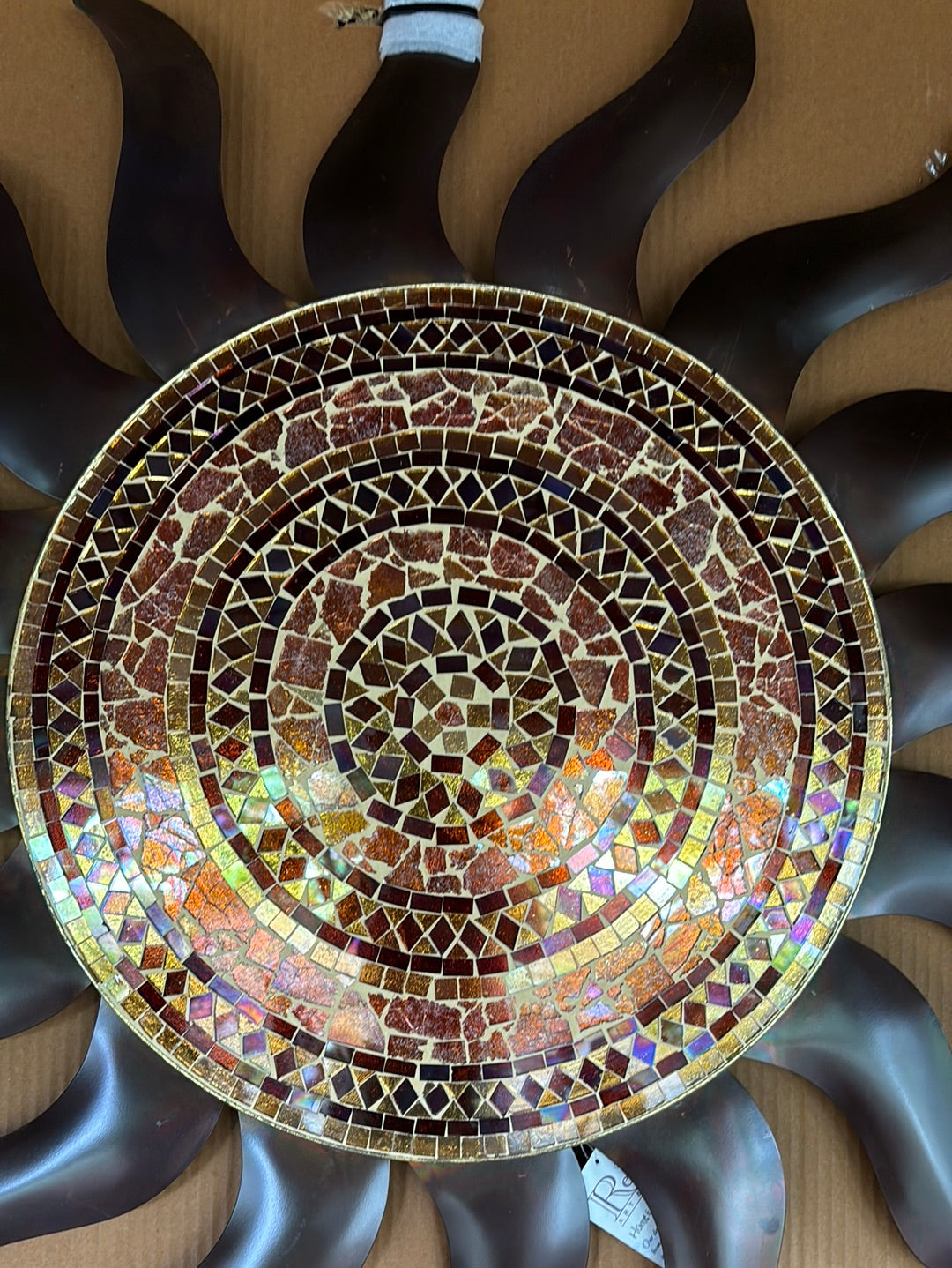 Flamed Copper Mosaic Sun Wall Decor 29 inch
