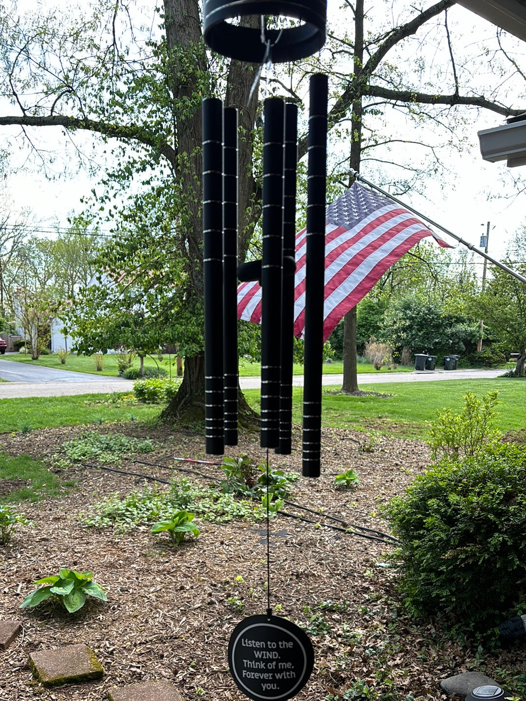 On Angel's Wings Personalized Memorial Premium Wind Chimes 41 inch long