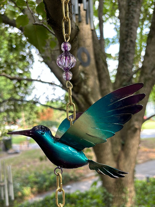 Beautiful handcrafted Metal Garden Bell Hummingbird