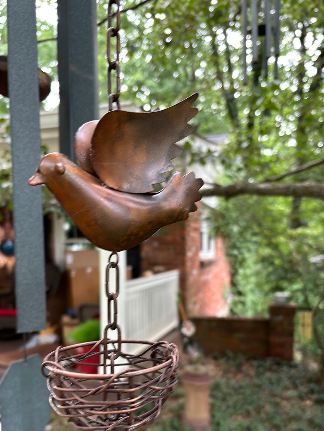 Beautiful Metal Hanging birds nest outdoor decor ornament 34 inch