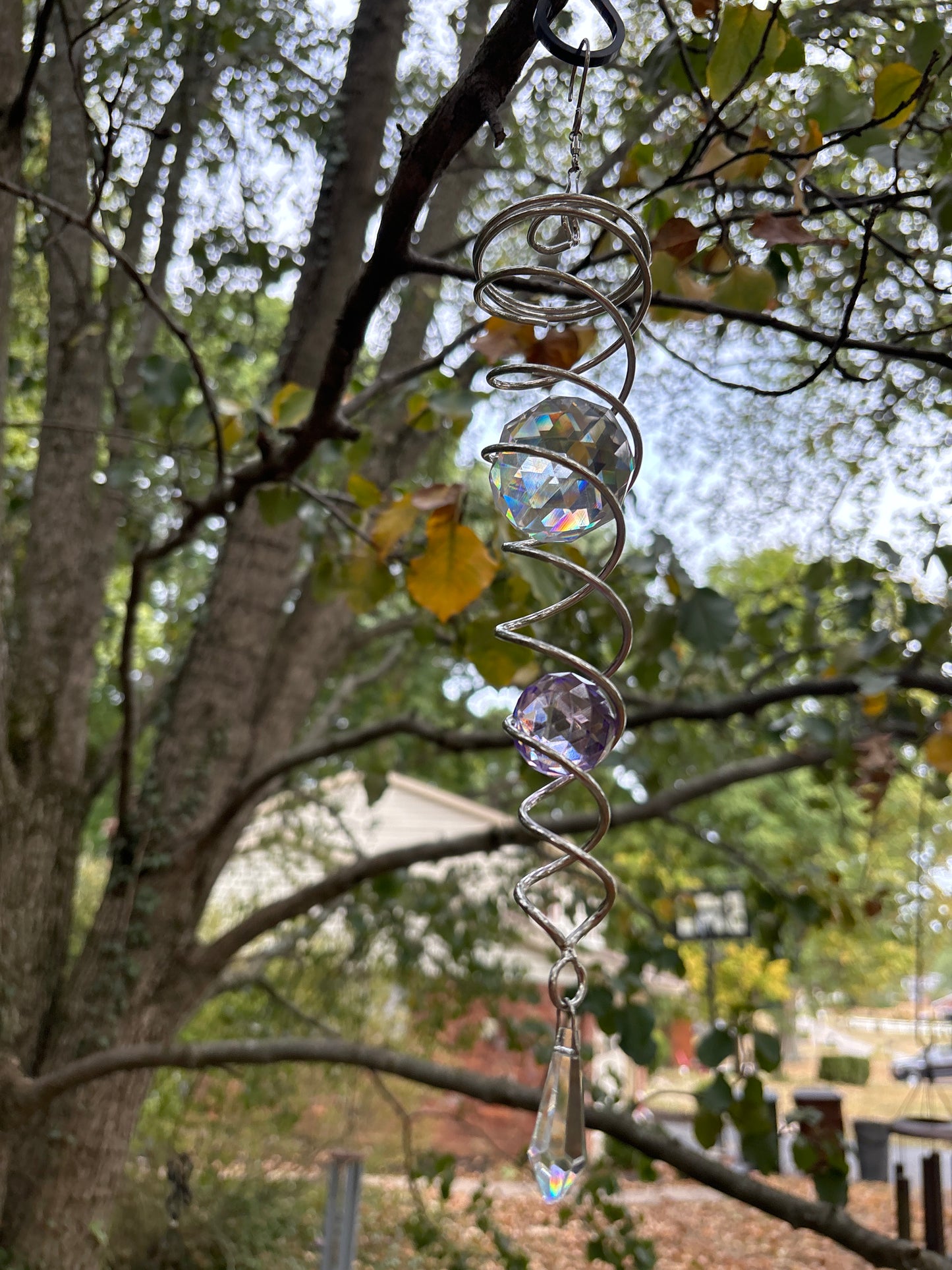 Crystal Gazing Purple Ball Spiral Tail Wind Spinner With Stabilizer