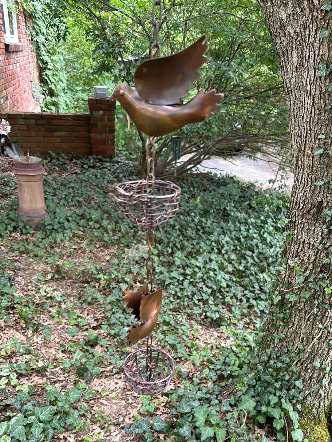 Beautiful Metal Hanging birds nest outdoor decor ornament 34 inch