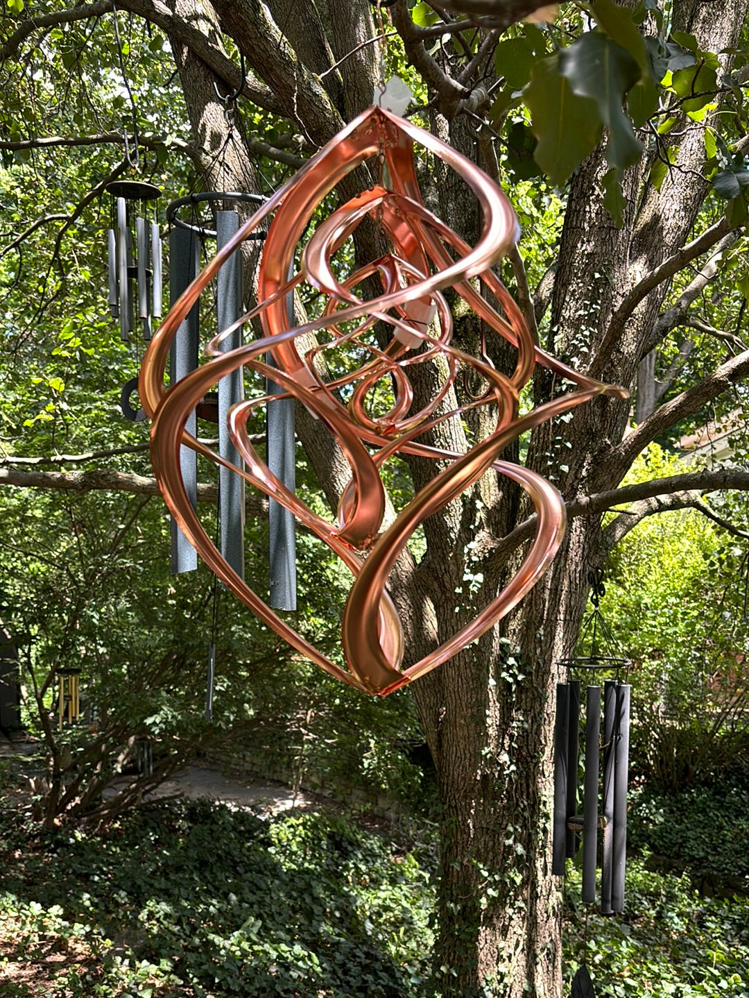 Beautiful Cosmic Garden Triple Spiral Copper Whirlybird Classic Wind Spinner
