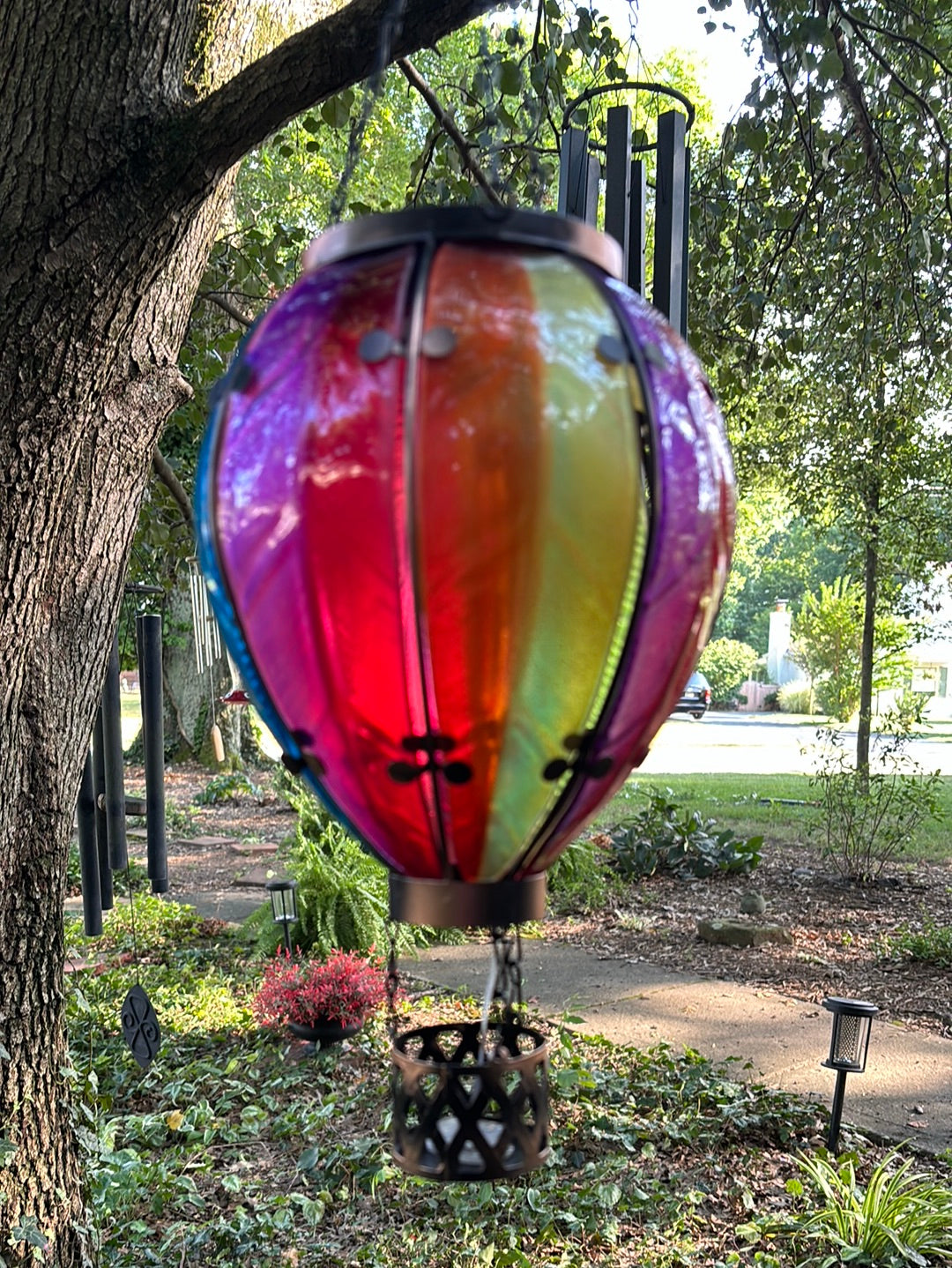 Hot Air Balloon, glass, solar lantern hand made