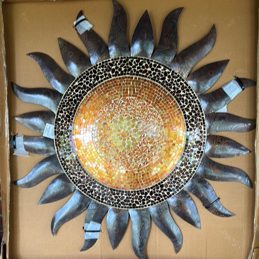36 inch Mosaic GOLD SUN Flamed Wall Decor