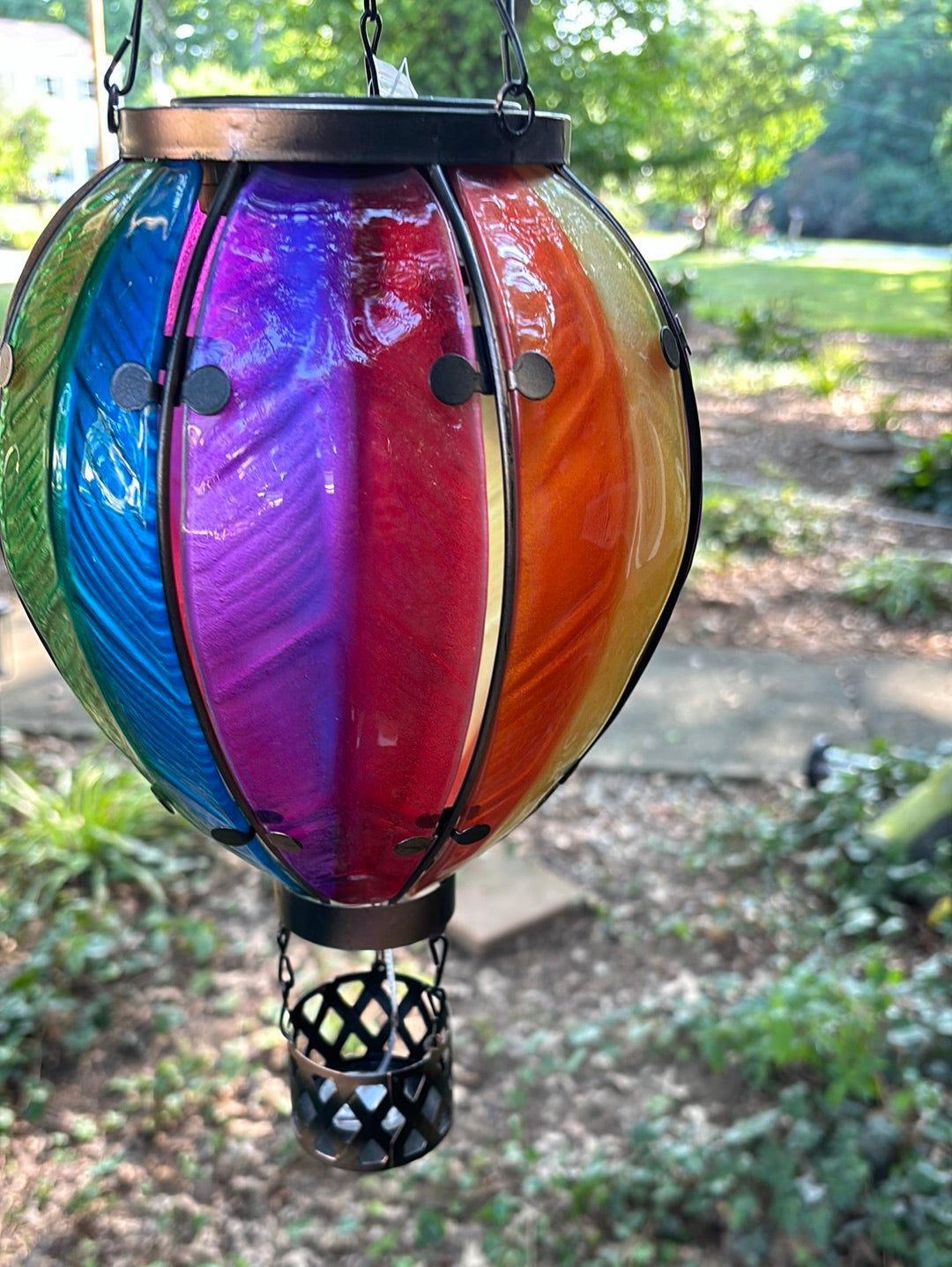 Hot Air Balloon, glass, solar lantern hand made