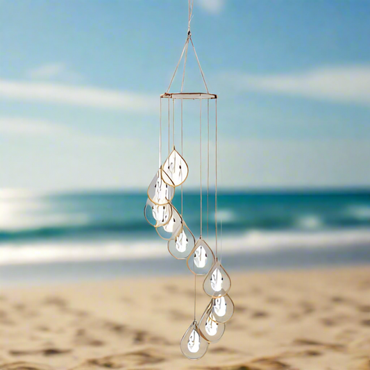 Spiral Tunes Tear Drop Crystals Copper Wind Chime