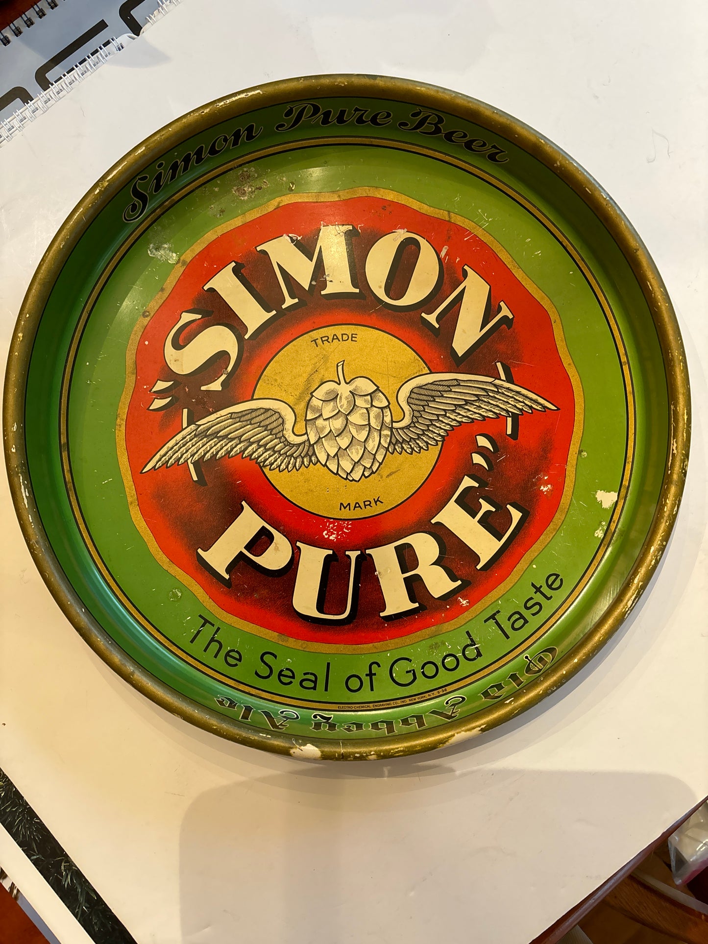 RARE VTG/Antique 1930s Simon Pure Beer Old Abbey Ale Tray