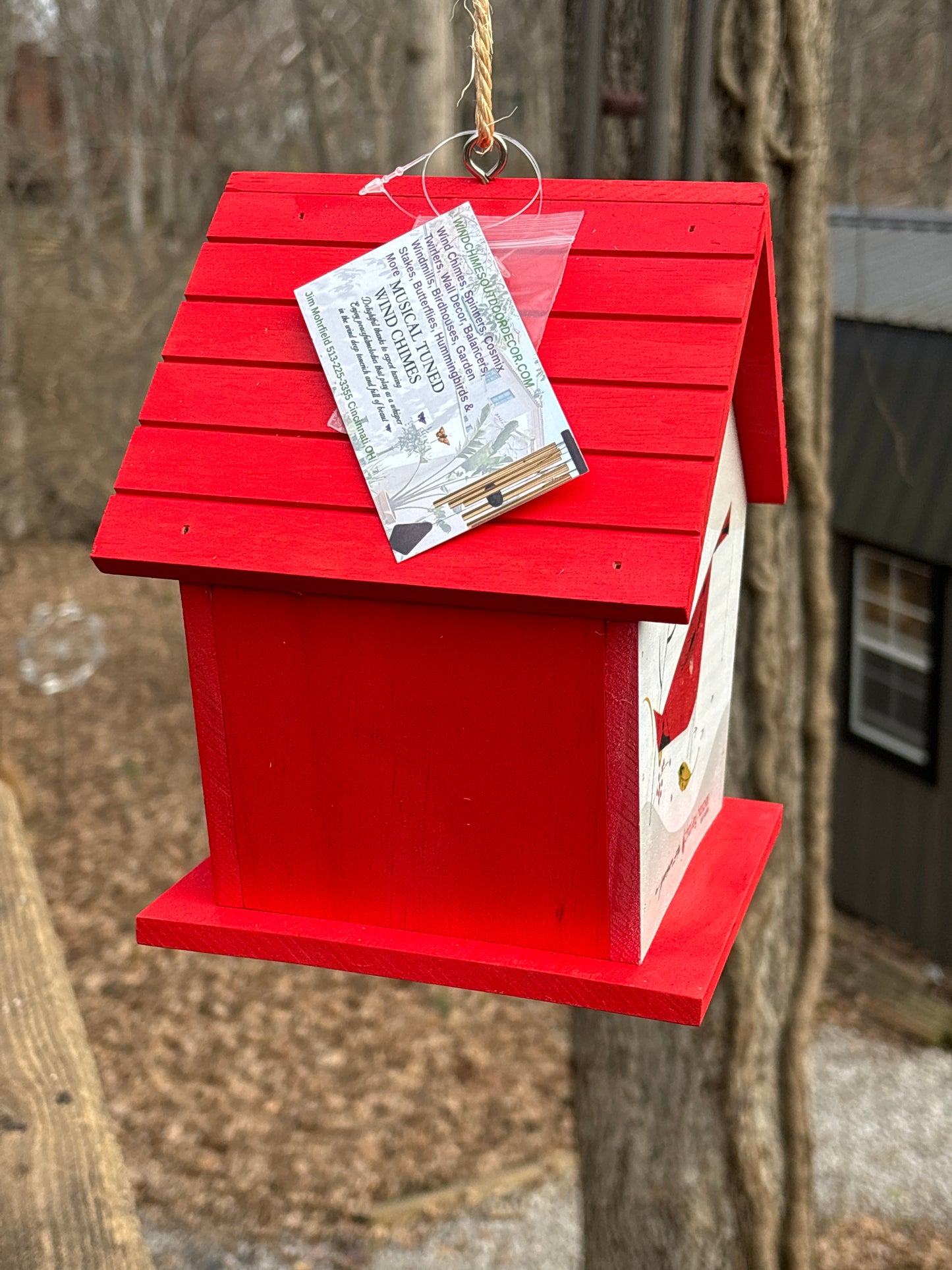 Charley Harper Cardinal birdhouse wood