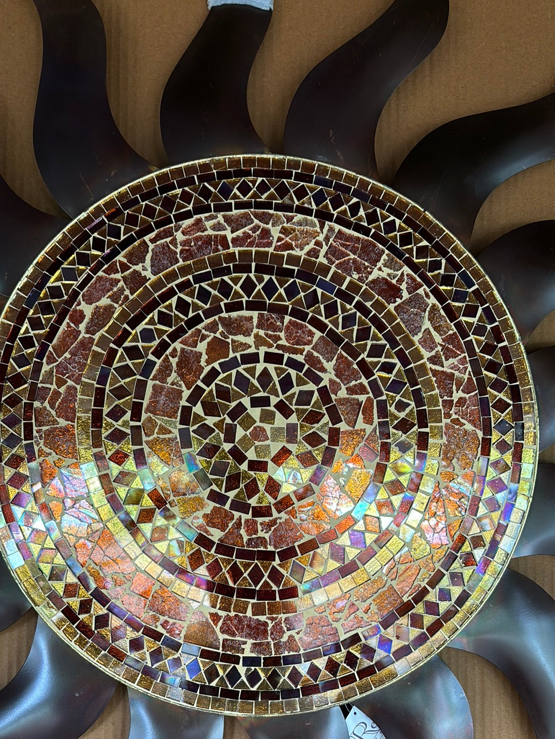 Flamed Copper Mosaic Sun Wall Decor 29 inch