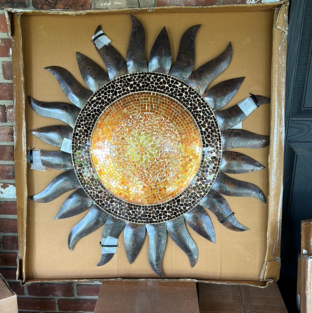 36 inch Mosaic GOLD SUN Flamed Wall Decor