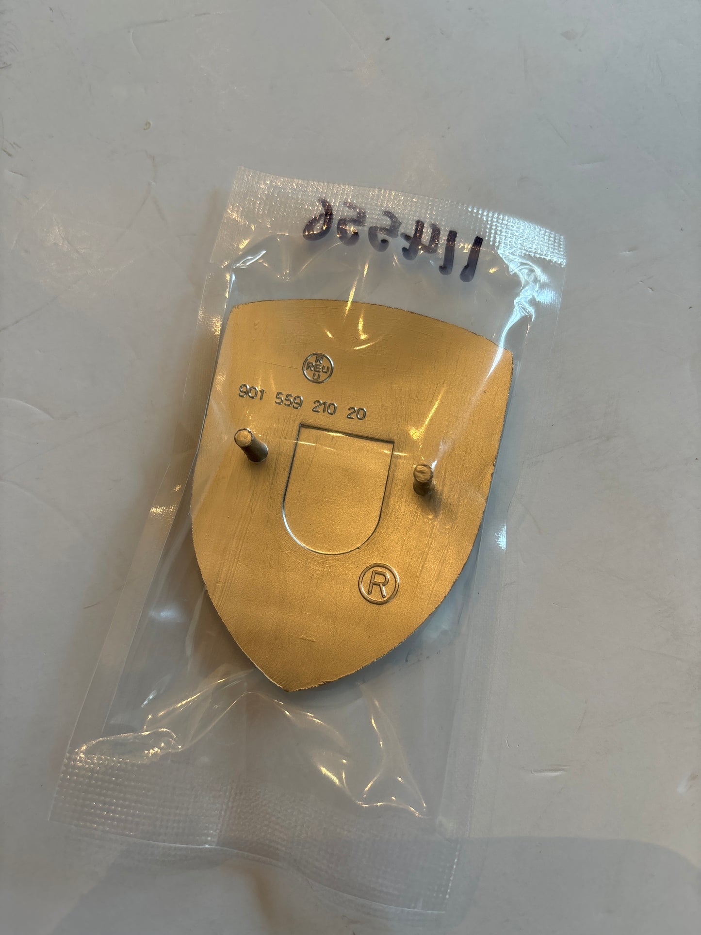 Porsche hood badge, red silver black