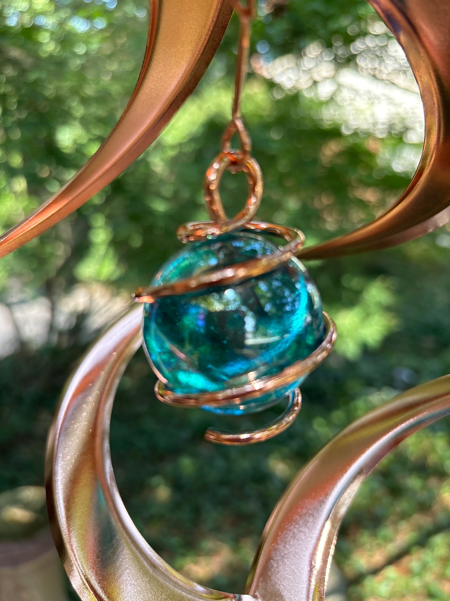 Cosmix Copper Wind Spinner with Glass Planet - 11 inch