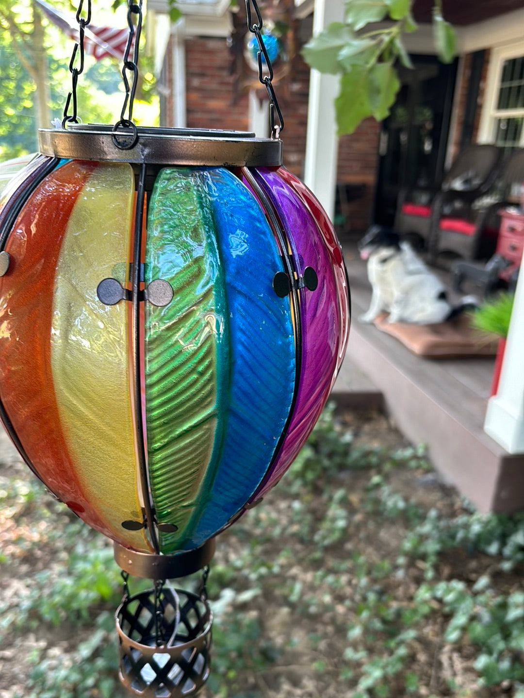 Hot Air Balloon, glass, solar lantern hand made