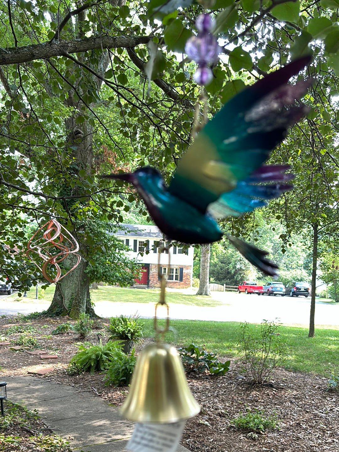 Beautiful handcrafted Metal Garden Bell Hummingbird