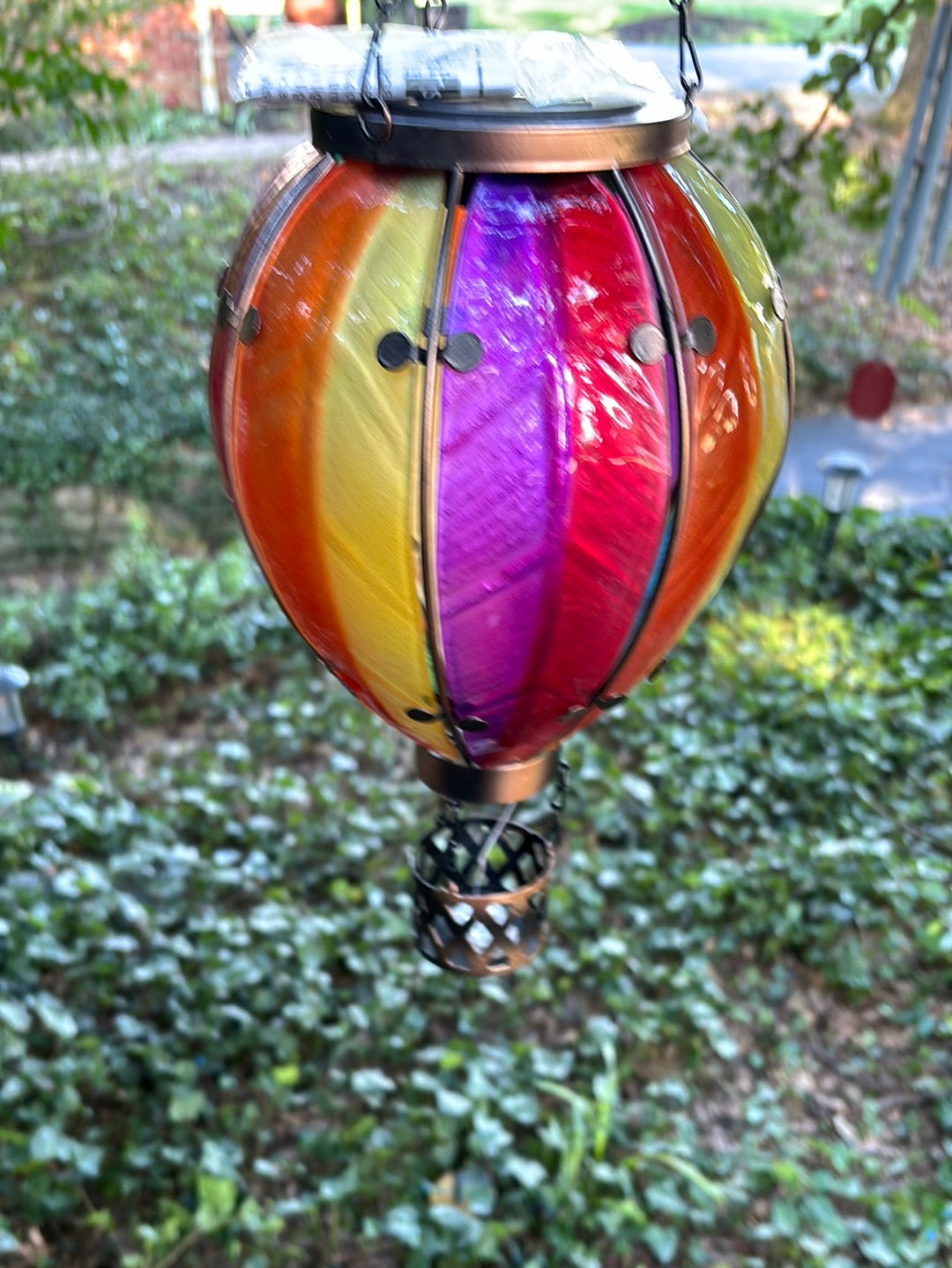 Hot Air Balloon, glass, solar lantern hand made