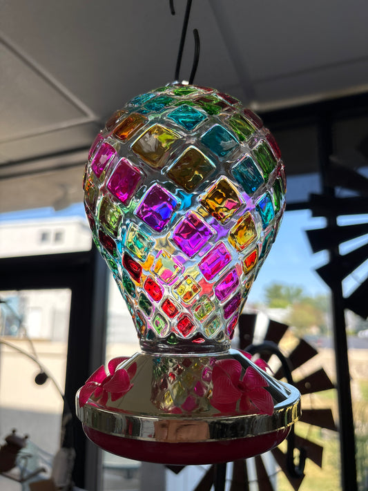 Glass Hummingbird Feeder Balloon Multi Color