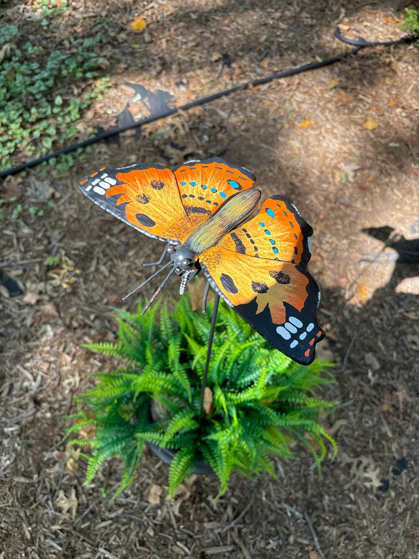 Beautiful Butterfly Garden Stake - Painted Lady Metal 36 inches