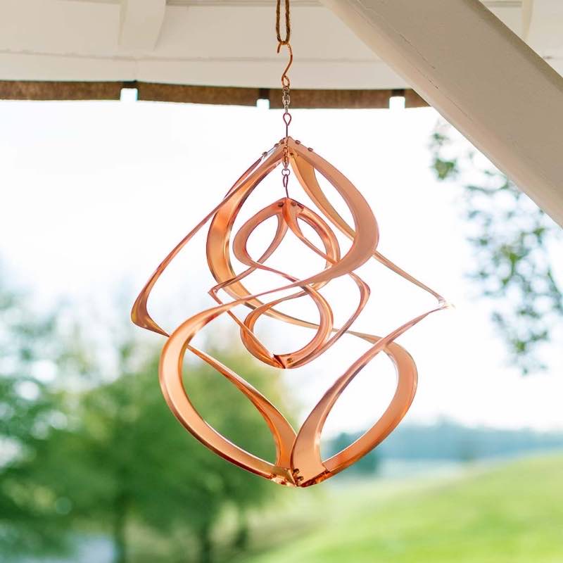 Copper-Plated Dual Spiral Hanging Metal Wind Spinner medium 14inch