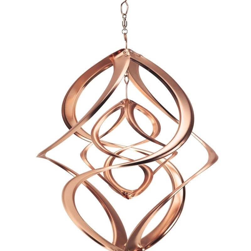 Copper-Plated Dual Spiral Hanging Metal Wind Spinner medium 14inch