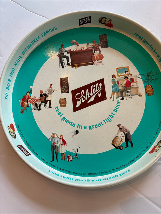 Rare Vintage colorful Beer Tray Schlitz Beer