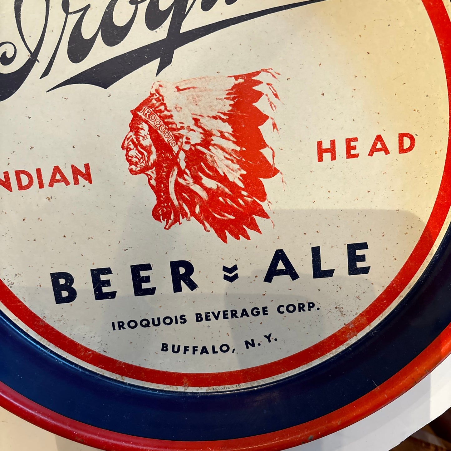 Vtg Iroquois Indian Head Beer & Ale Buffalo NY Advertising Tray