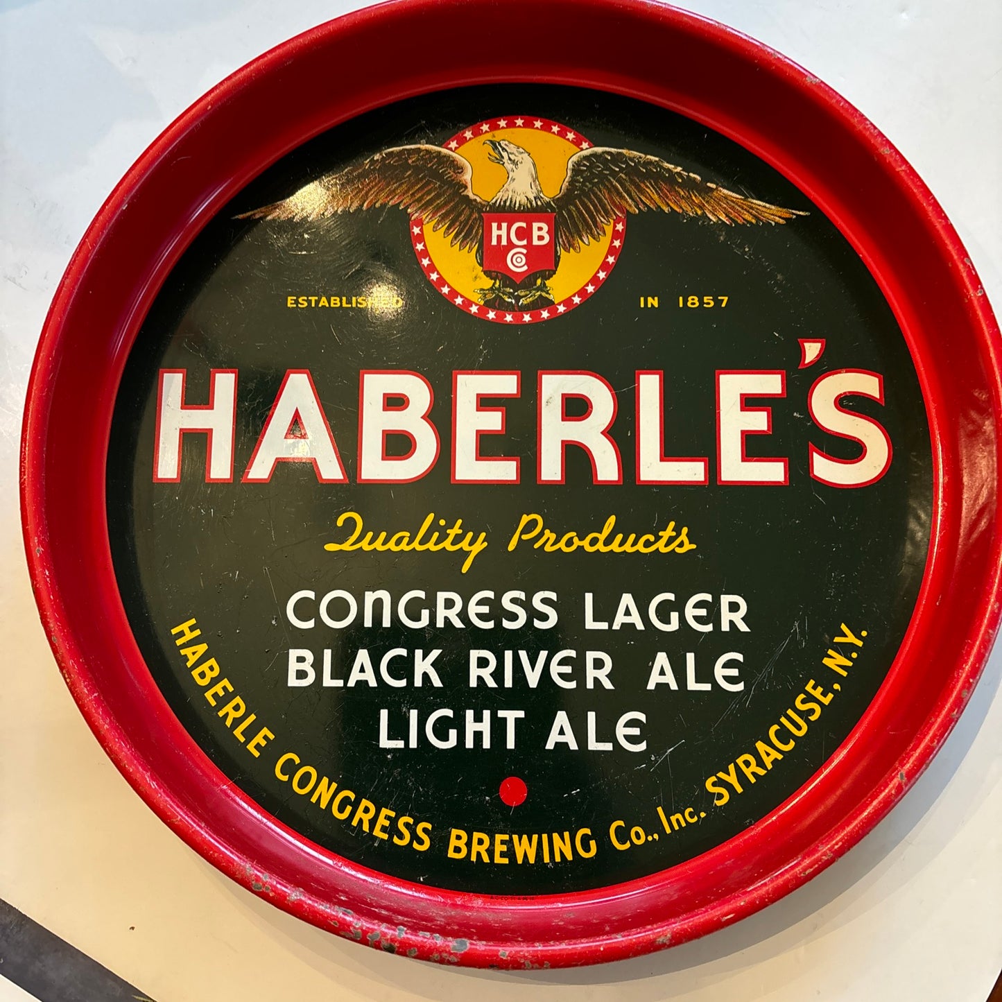 Vintage Haberle's Beer Server Tray, Syracuse NY, Congress Lager, Black River Ale