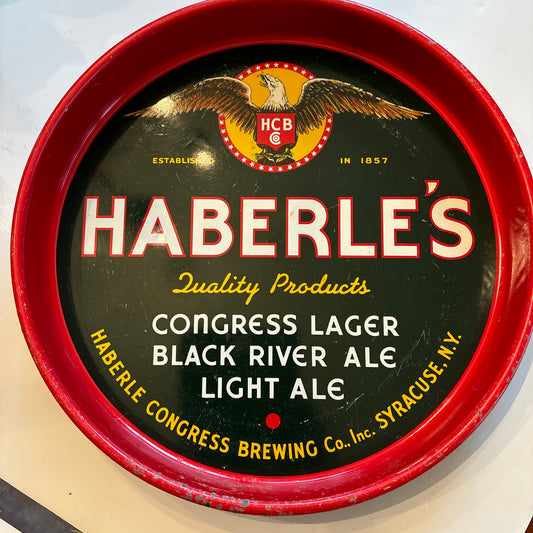 Vintage Haberle's Beer Server Tray, Syracuse NY, Congress Lager, Black River Ale