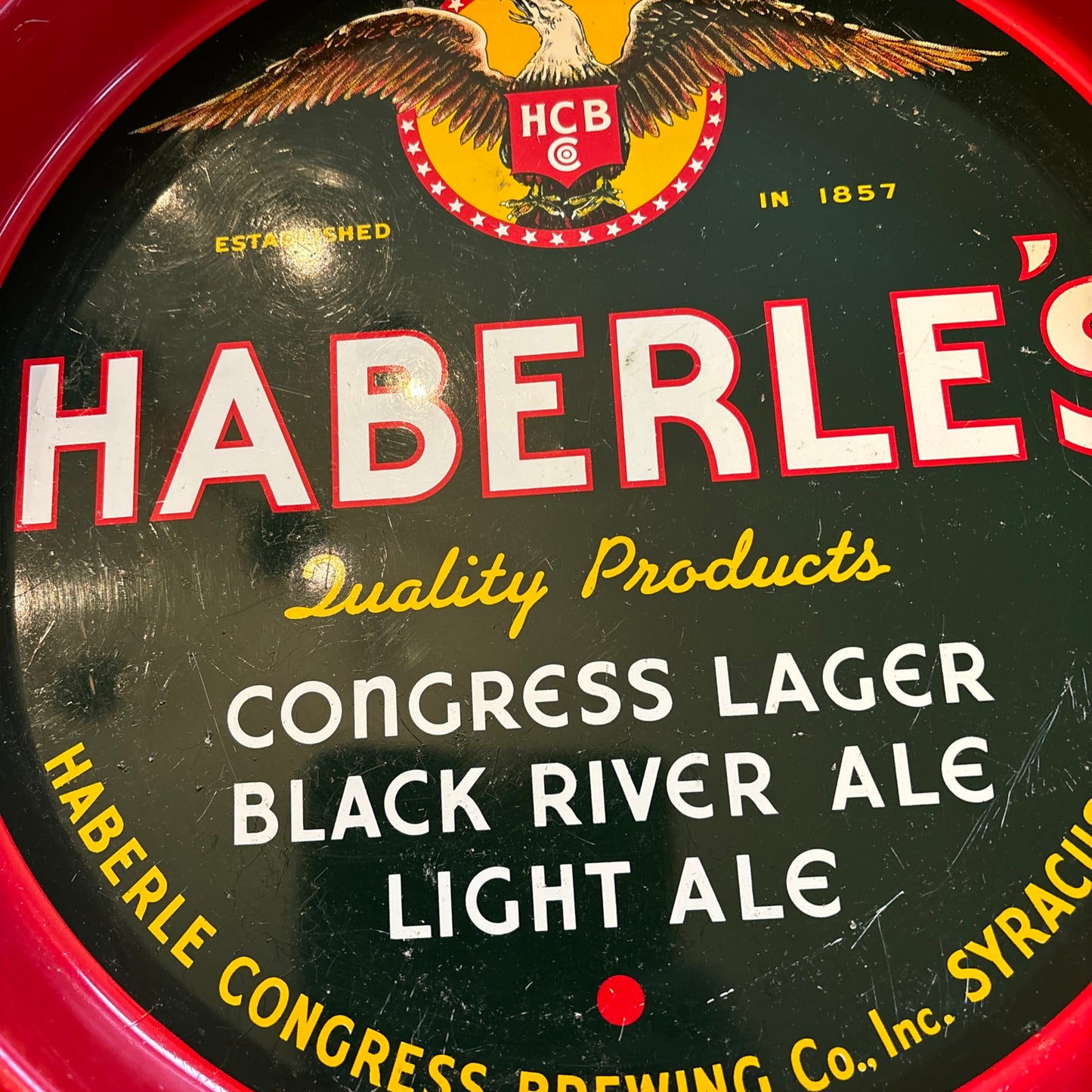 Vintage Haberle's Beer Server Tray, Syracuse NY, Congress Lager, Black River Ale