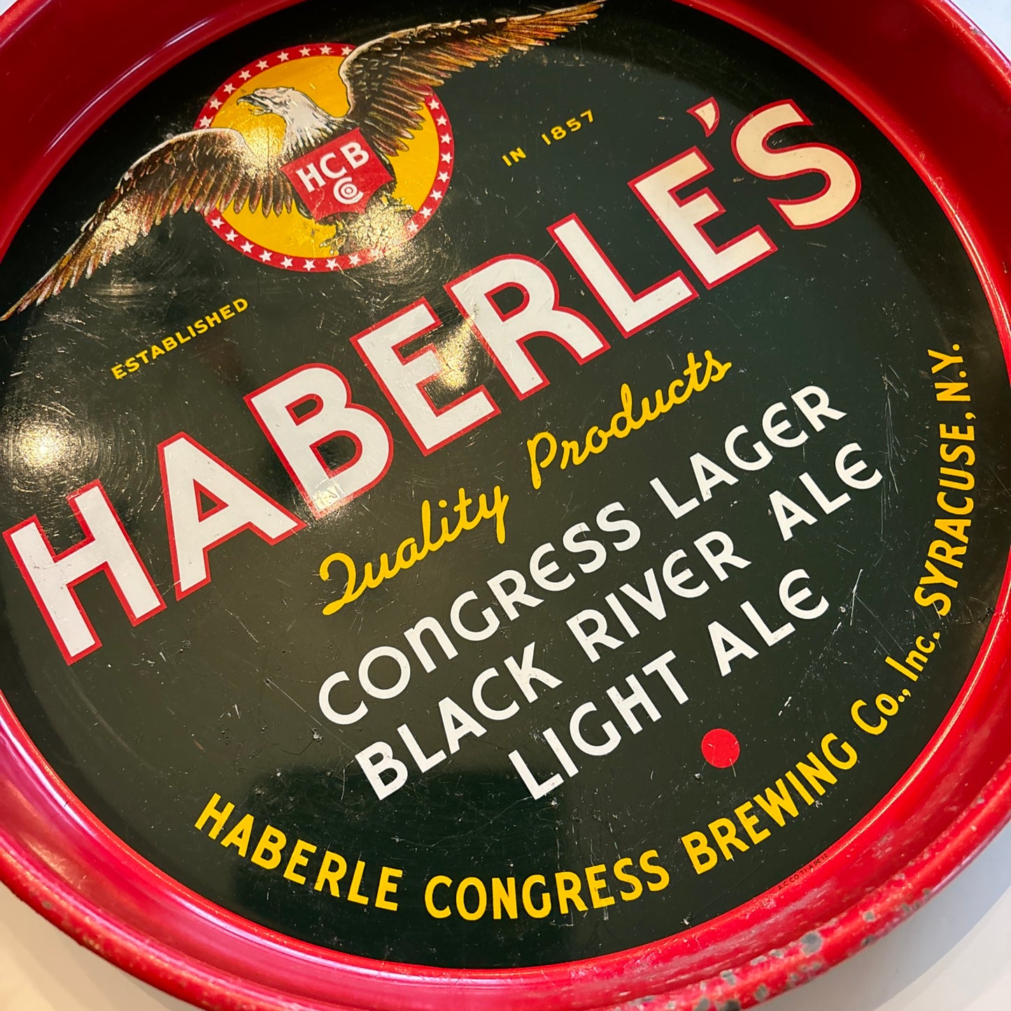 Vintage Haberle's Beer Server Tray, Syracuse NY, Congress Lager, Black River Ale