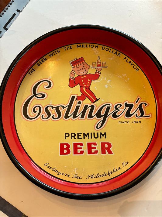VTG Esslinger's Little Man Philadelphia PA Beer Tray 13 Inch Good Condition NICE
