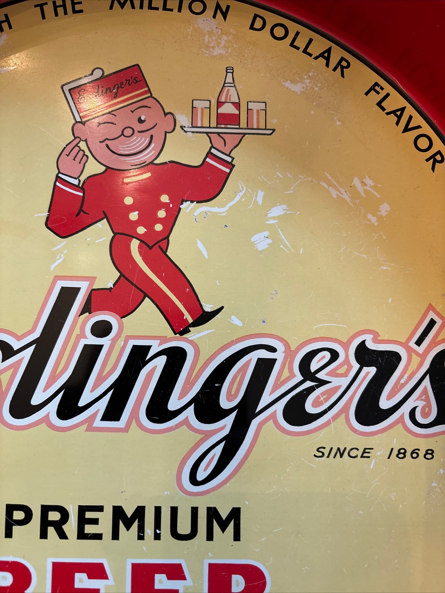 VTG Esslinger's Little Man Philadelphia PA Beer Tray 13 Inch Good Condition NICE